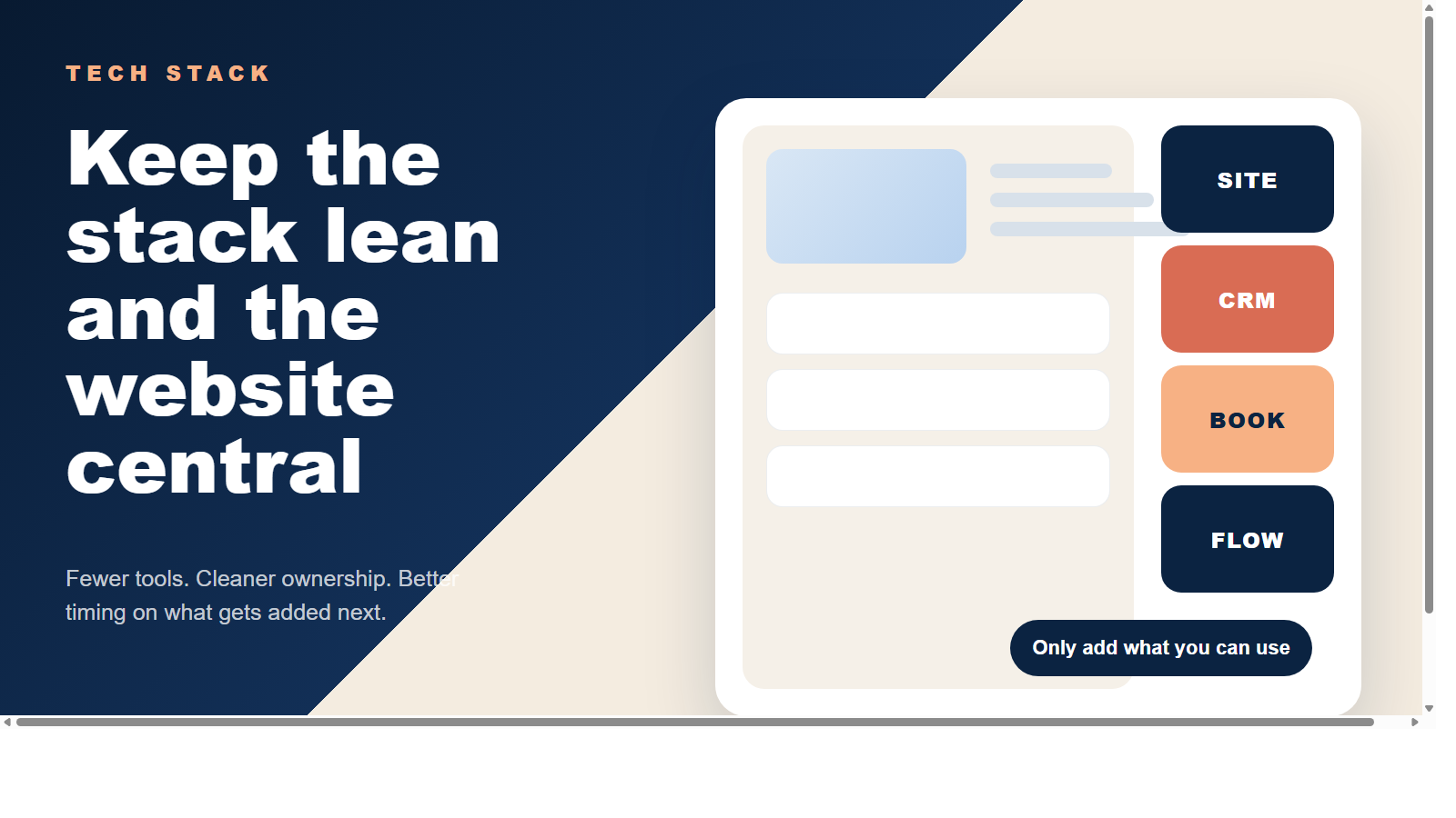 Editorial cover for a lean tech stack article