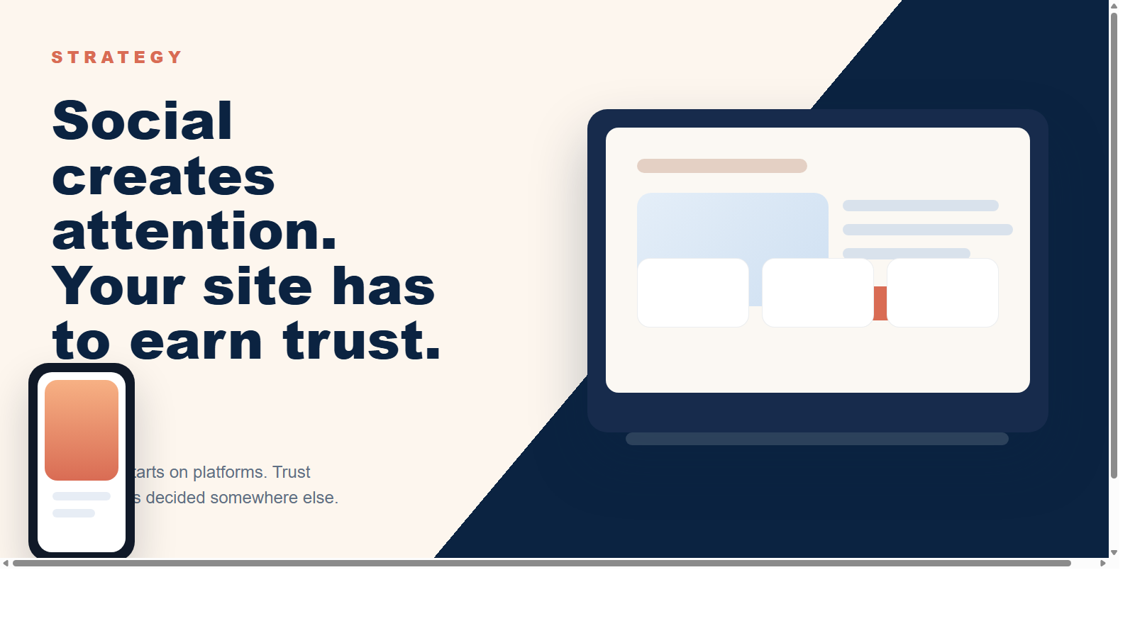 Editorial cover for a social media versus website article