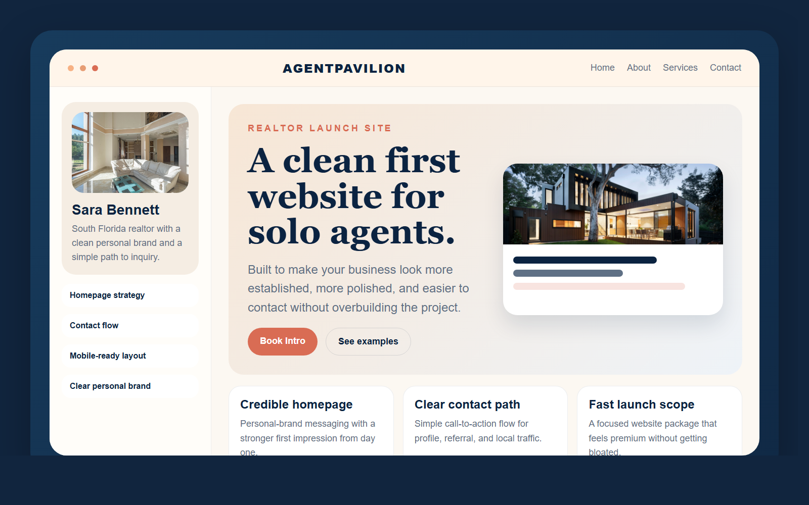 Launch-site website screenshot for a solo real estate agent