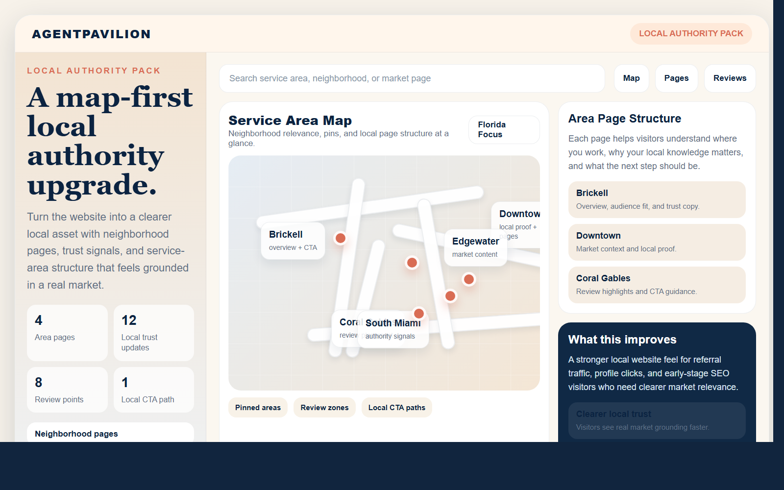 Local authority website screenshot with neighborhood and trust content